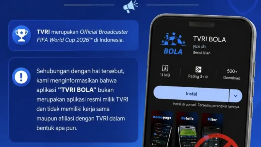 Aplikasi 'TVRI BOLA' Bukan Milik Resmi Perusahaan dan hati-hati